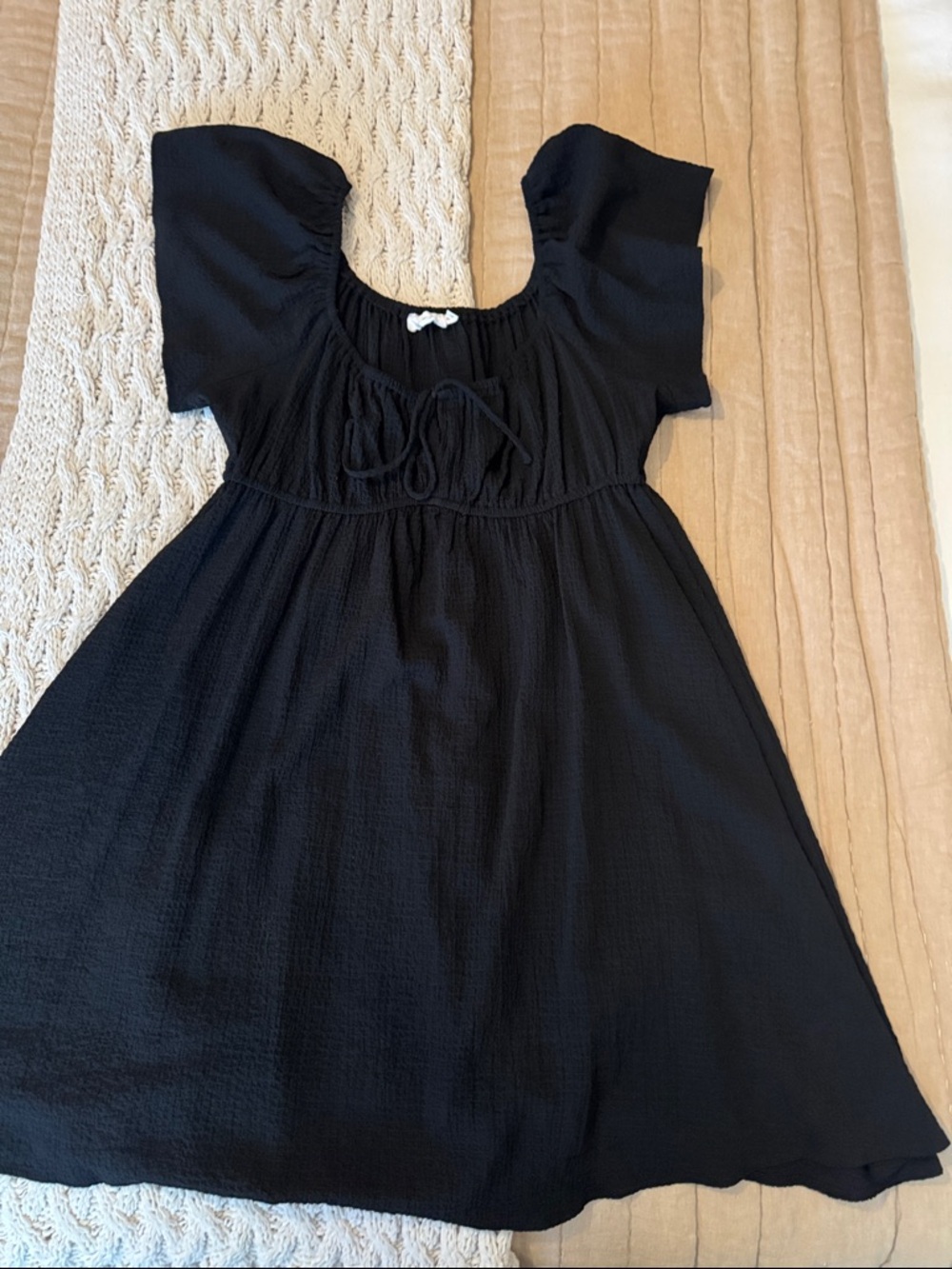 All in Favor Black Flutter Sleeve Casual Dress